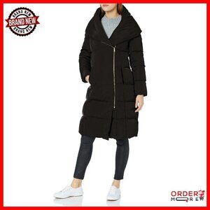 Women's Down Coat with Hood, Taffeta, Bib Front, Warm Winter Jacket